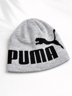 Puma Light Gray Beanie with Black Logo